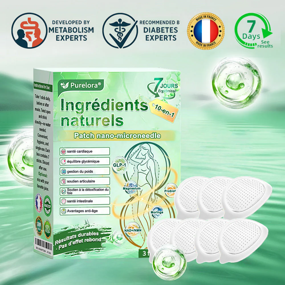 💖 𝑷𝒉𝒂𝒓𝒎𝒂𝒄𝒊𝒆 𝑶𝒇𝒇𝒊𝒄𝒊𝒆𝒍𝒍𝒆 💖 | 🇫🇷 Purelora® Patch Nano Microneedle 10-en-1 aux ingrédients naturels ✅ Aide à gérer le poids, soutient cœur, glycémie, intestin & articulations, raffermit la peau et booste l’énergie. - Image 3